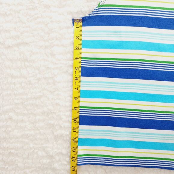 Tank Top Size L Striped Nautical Resortwear Cruise Sailorcore Preppy Blue Resort - Picture 7 of 13